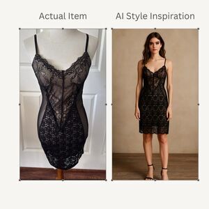 Lace Slip Dress Women’s Sz Small Black Body Con Romantic Grunge Y2K Goth Party